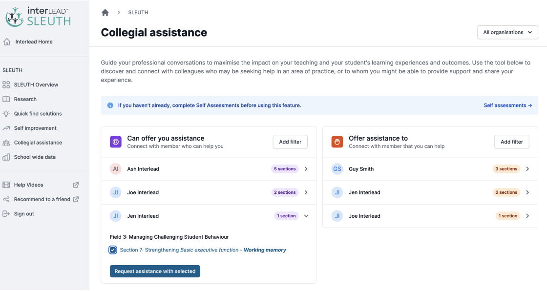 Screenshot of Benefits for Schools tool